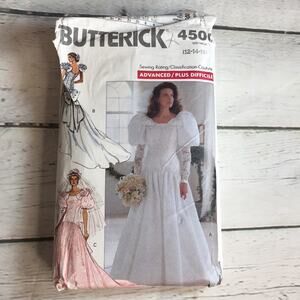 Vintage 1989 Butterick Sewing Pattern 4500 Wedding Dress‎ Size 12-14-16